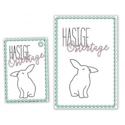 Stickdatei - Postkarte ITH Ostern "Hasige Ostertage" Hase